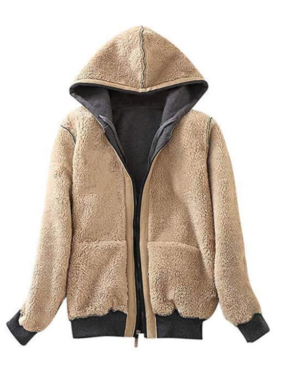 Yeokou Women's Casual Full Zip Up Sherpa Lined Hoodie Sweatshirt Jacket Coat