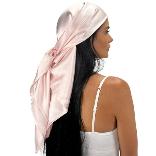 100% Pure Mulberry Silk Head Scarf - 36" Square Wrap Maintain Style, Reduces Frizz, Aids Growth