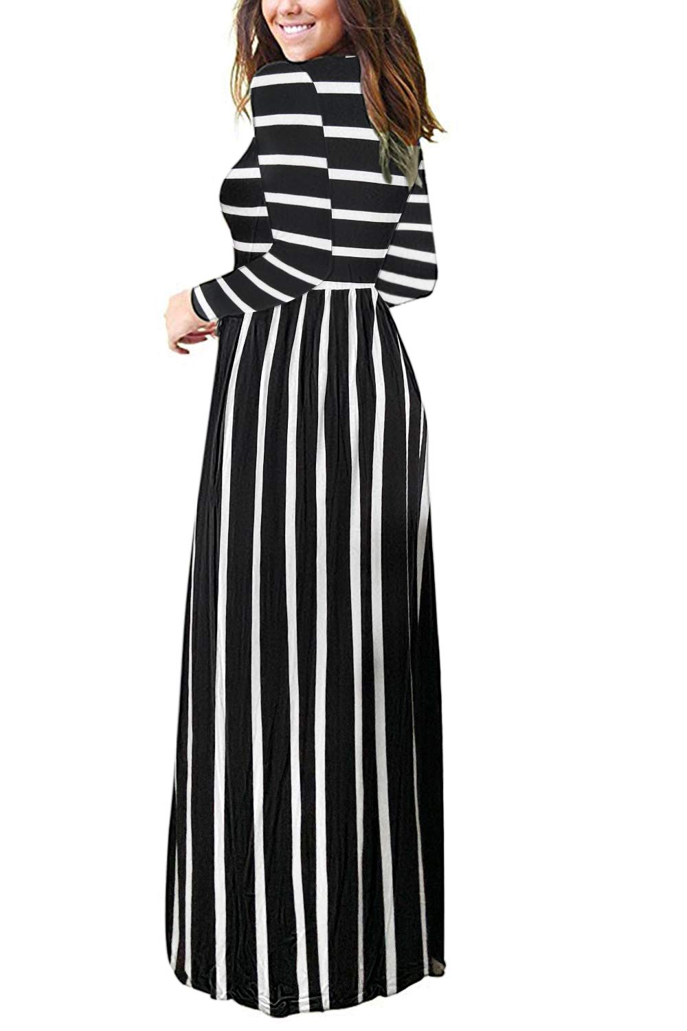 AUSELILY Women's Long Sleeve Dress Loose Plain Long Casual Maxi Dresses with Pockets 2024 New