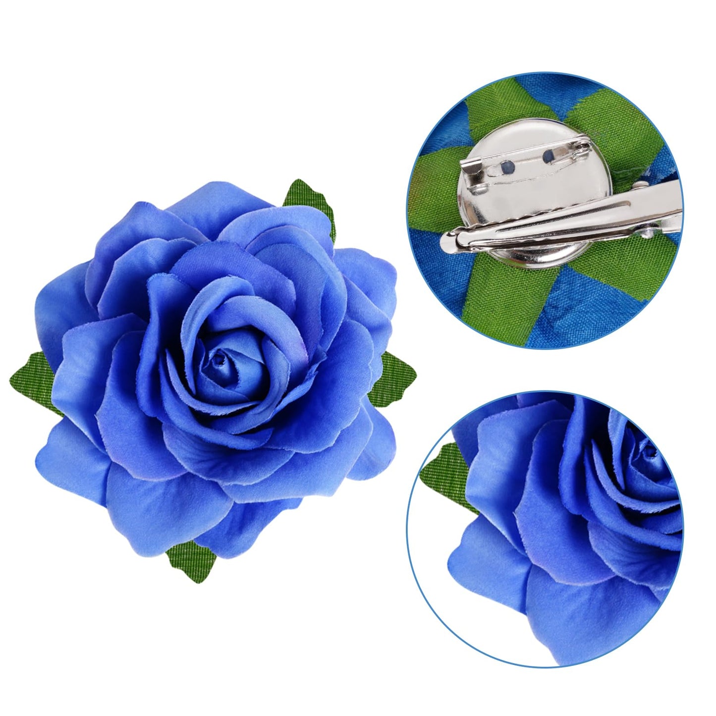 Rose Hair Clip Flower Hairpin Rose Brooch Floral Clips, 4 Pcs Fabric Rose Flowers Hair Clips Mexican Hair Flowers Pin up Headpieces for Woman Girl Wedding Party Mother's Day