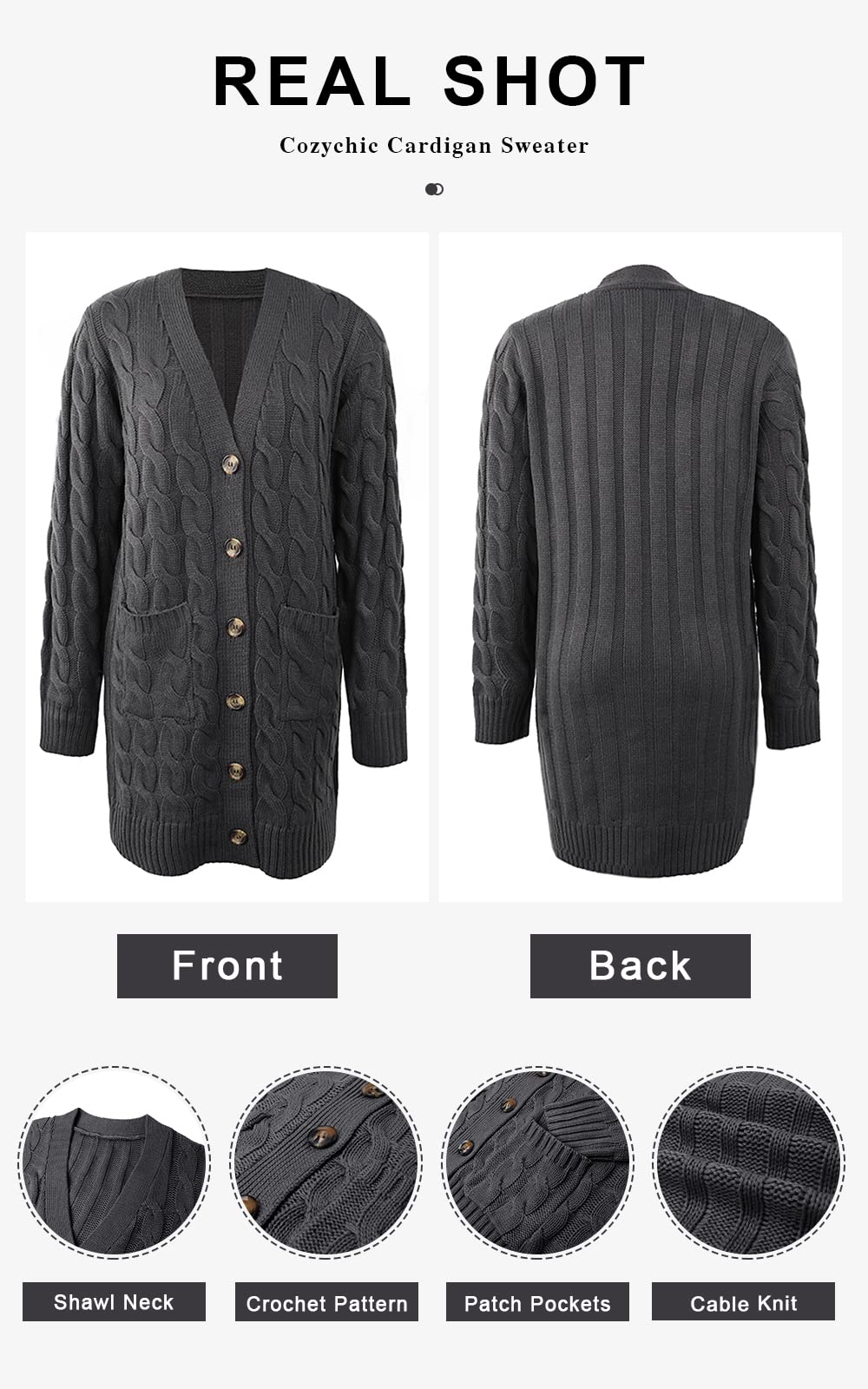 PRETTYGARDEN Long Sleeve Cable Knit Long Cardigan for Women 2024 Fall Winter Chunky Open Front Button Sweaters with Pockets