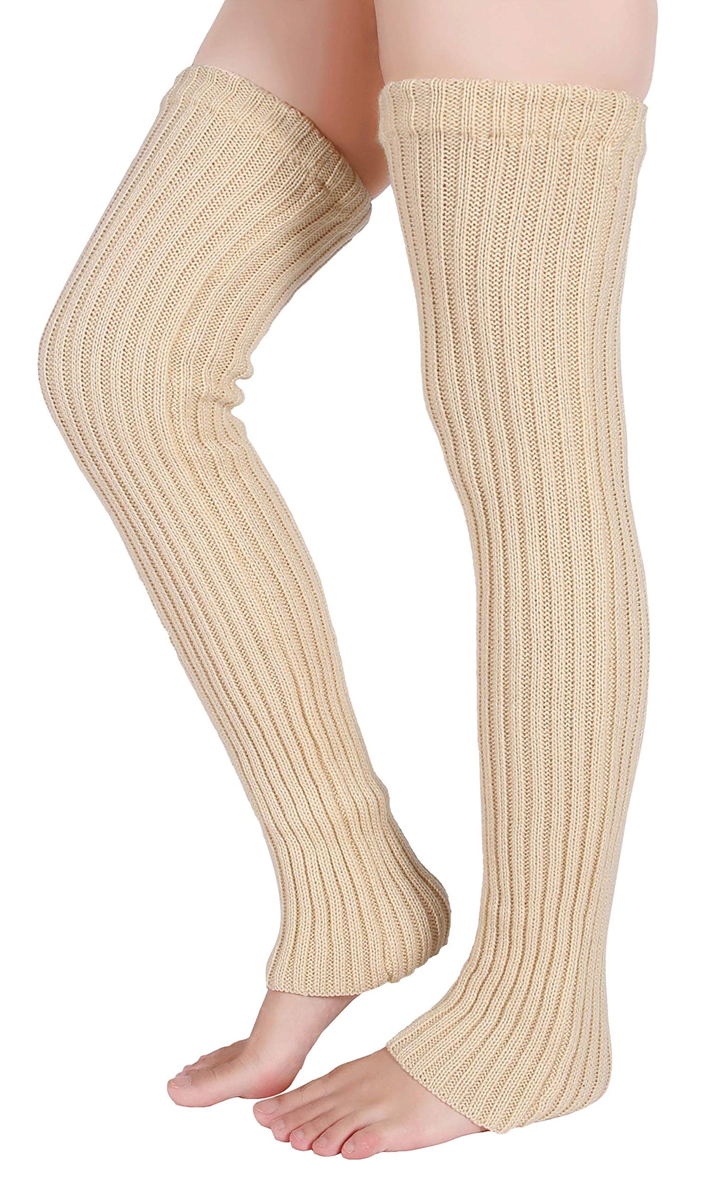 Pareberry Women's Winter Over Knee High Footless Socks Knit Warm Long Leg Warmers