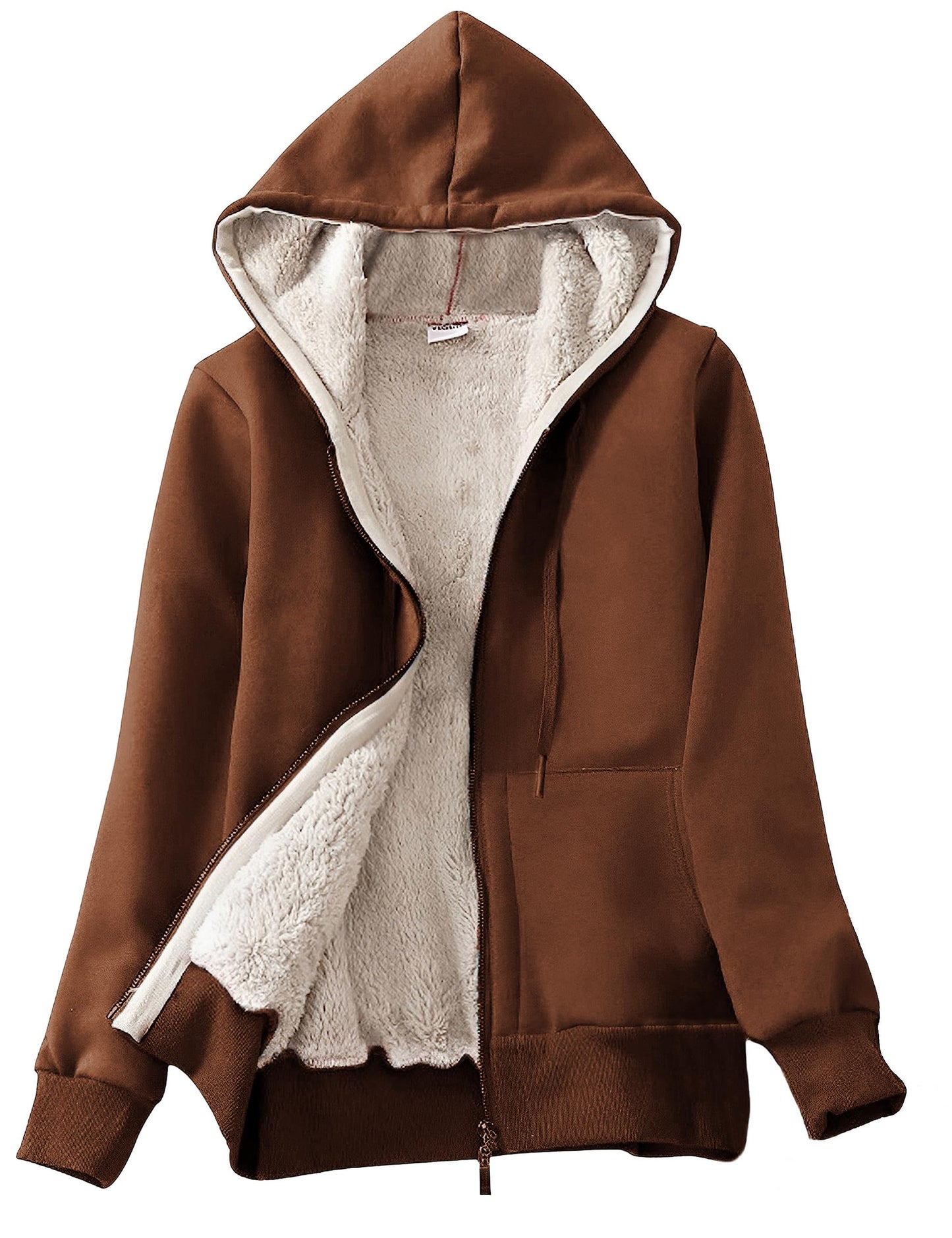 Yeokou Women's Casual Full Zip Up Sherpa Lined Hoodie Sweatshirt Jacket Coat