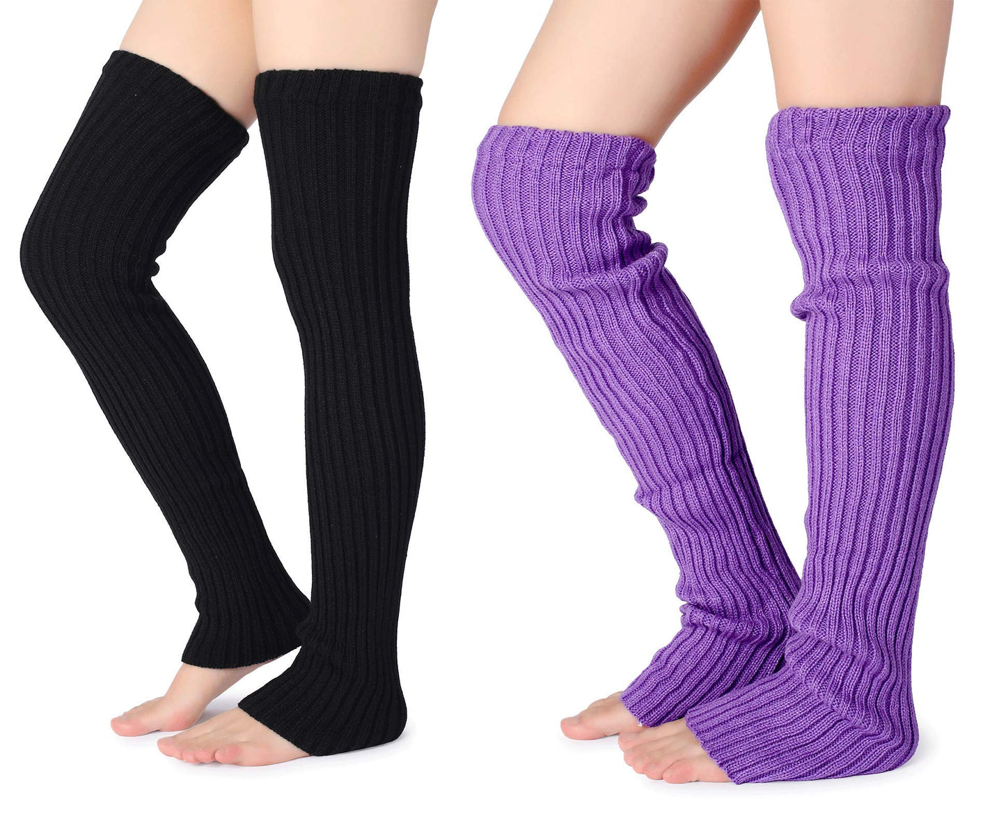 Pareberry Women's Winter Over Knee High Footless Socks Knit Warm Long Leg Warmers