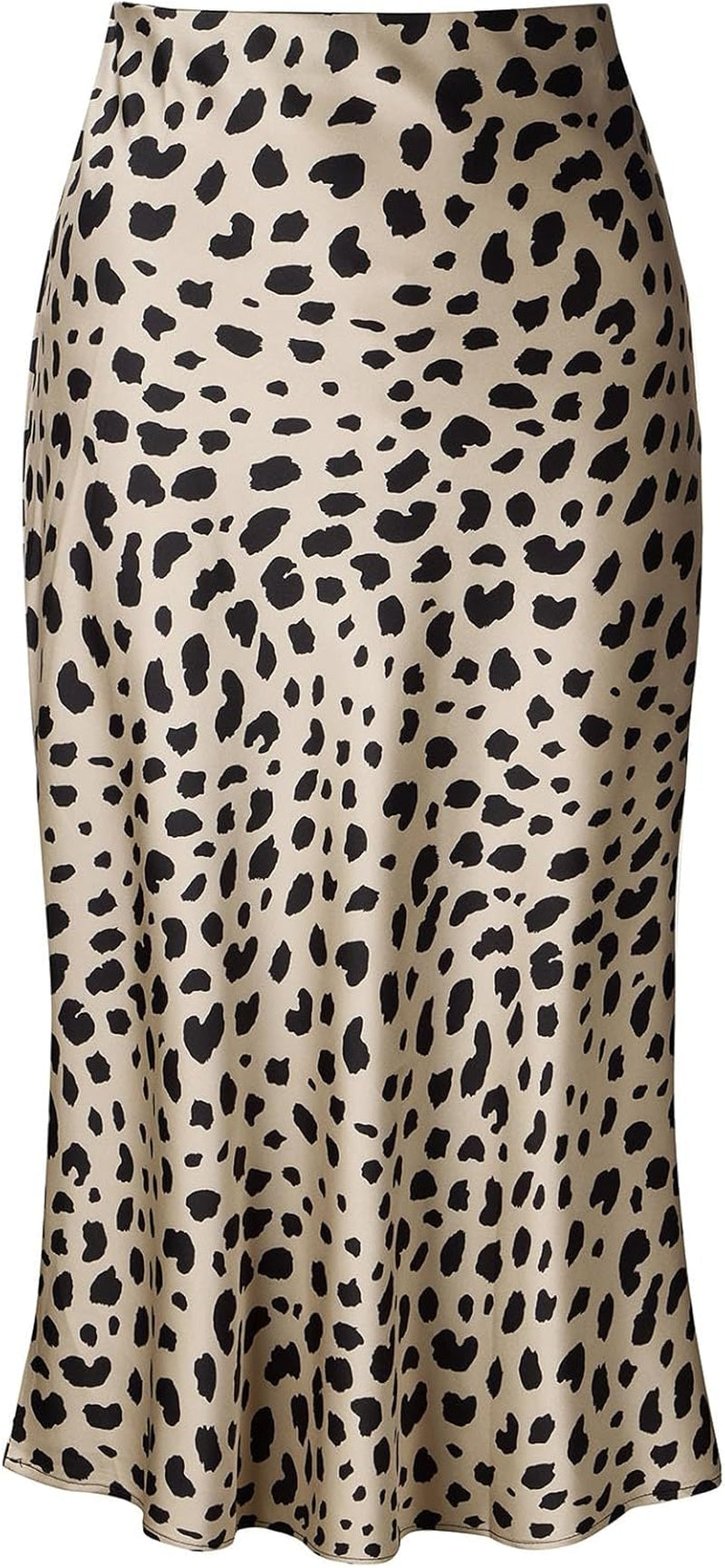 Leopard Print Skirt for Women Cheetah High Waist Silk Satin Elasticized Skirts